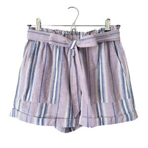 Lucky Brand Women’s Purple & Blue Striped Shorts Cotton Linen Blend Size XS